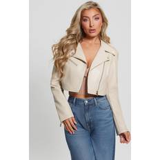 Leather Jackets Guess Rochelle Faux-leather Moto Jacket Beige