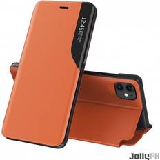 Hurtel Eco Leather View Case elegant flip case with stand function iPhone 13 mini orange