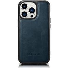 Leather Oil Wax for iPhone 14 Pro Max Leather Blue WMI14220720-BU