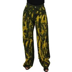 Dame - Gul - S Jeans Dolce & Gabbana Yellow Tie Dye High Waist Pants Cotton Jeans IT40