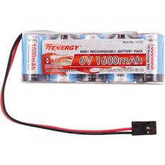 RC Accessories Tenergy Tenergy Receiver Battery, 6V NiMH Rechargeable RC Battery Pack with Hitec Connector, 1600mAh High Capacity Side by Side 5C Flat RX Battery for RC Vehicles