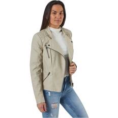 Cuero - Mujer Chaquetas Only Ava Faux Leather Biker Otw Beige - Female