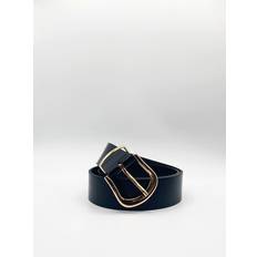 SVNX PU Leather Belt With Gold Metal Buckle Black One
