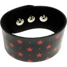 Faux Leather Bracelets Rock Daddy Armband Schwarz mit Roten Sternen