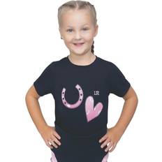 Hy Equestrian 11-12 Years, Navy/Pink Little Rider Girls Pony Fantasy T-Shirt