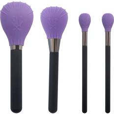 Purple Makeup Brushes LORMAY 4 Pcs Silicone Makeup Brush Covers, Brush Bubbles for Protecting Bristles from Getting Crushed and Keeping Cosmetic Bag Clean Purple