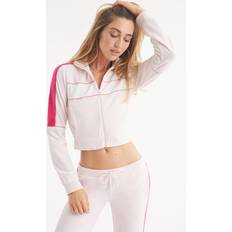 Juicy Couture Women Jackets Juicy Couture Cropped Colorblock Velour Track Jacket