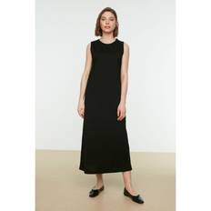 Long Dresses - Men Trendyol Collection WoMens Crew neck Maxi Modest Dress Black Cotton