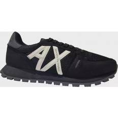 Armani Exchange Herren Openwork Side, Contrast Logo, Microsuede Inserts Sneaker, Black