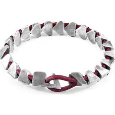 Red Bracelets Anchor & Crew Red Bordeaux Brixham Maxi Silver and Round Leather Bracelet