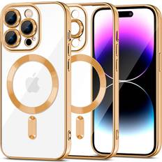 Tech-Protect iPhone 15 MagShine Cover MagSafe Kompatibel Gennemsigtig Guld