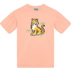 Tigere Kjoler Børnetøj Kenzo T-shirt Kjole Med Tiger Print Nude Lyserød years