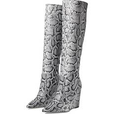 Leer Hoge laarzen Michael Kors Isra Snake Embossed Leather Wedge Boot - Black