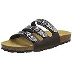 Women's Flower Mules, Black