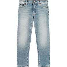 Børnetøj Dolce & Gabbana 5-pocket treated stretch denim jeans with logo print