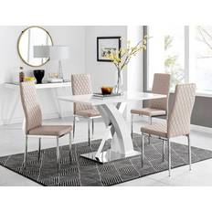 Furniturebox Atlanta White High Gloss 4 Statement Dining Set