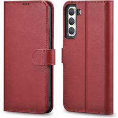 Icarer Haitang Leather Wallet Leather for Samsung Galaxy S22 S22 Plus Wallet Red AKSM05RD