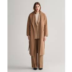 Gant Uld Overtøj Gant Dame Håndsyet frakke med bælte Beige