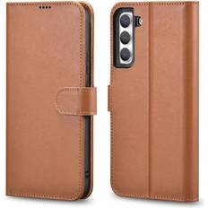 Icarer Haitang Leather Wallet Leather for Samsung Galaxy S22 S22 Plus Wallet Brown AKSM05BN