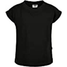 Flickor flickor organisk utökad axel T-shirt, svart, 122/128