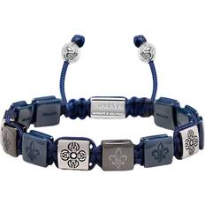 Nialaya Armbånd Nialaya Men's Ceramic Flatbead Bracelet in Blue and Silver Armbånd hos Magasin Blue Silver