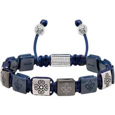 Nialaya Armband Nialaya Men's Ceramic Flatbead Bracelet in Blue and Silver Herr Armband