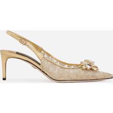 Golden Pumps Dolce & Gabbana Rainbow lace slingbacks in lurex lace