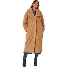 Long - Women Coats Roman Longline Faux Fur Teddy Borg Coat Camel