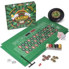 Brybelly Casino Game Night 4-in-1 Gambling Game Set and Chips Texas Hold 'Em, Blackjack, Roulette, Craps Includes Roulette Wheel, 2 Double-Sided Mini Felts, 100 Poker Chips, Craps Dice, Playing Cards