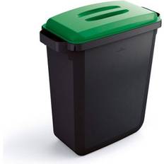 Durable Durabin Eco Recycled Black Rectangular Recycling Bin + Green Lid 60L