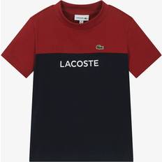 Lacoste Kids’ Colourblock Organic Cotton Jersey T-shirt years Bordeaux Navy Blue