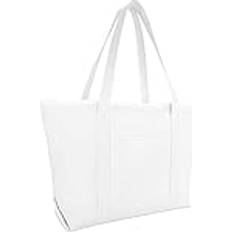 Fabric Tote Bags Dalix 23" Premium 24 oz. Cotton Canvas Shopping Tote Bag in White