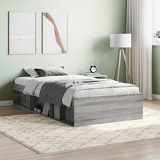 Polyester Bed Frames vidaXL Bed Frame 90 x 200 cm Grey Sonoma
