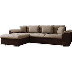 Mirjan24 Divanbäddsoffa 4-sits Konstläder Vänster Beige Brun Soffa 3-sits