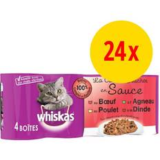 Whiskas Chat Animaux de compagnie Whiskas 24 Boítes En Gelée Aux Poissons Pâtée Pour Chat 4x390g