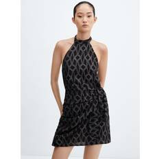 Mango Night Halterneck Mini Dress, Black