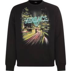 Versace Tröjor Versace Sweatshirts & Hoodies, Herr, Svart, XL, Bomull, AW23, Klassisk borstad tygtröja