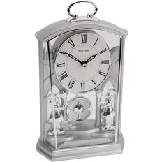 Rhythm Silver Carriage Mantel Clock with Swinging