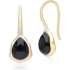 Ónix Pendientes Gemondo Irregular Black Onyx & Topaz Drop Earrings In 18ct Gold Plated SterlIng Silver