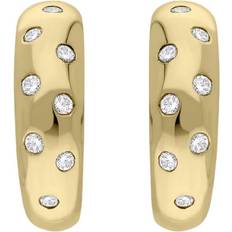 Diamante - Oro Pendientes 18ct Yellow Gold Diamond Hoop Earrings