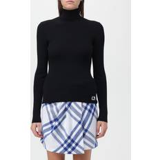Burberry Dame Sweatere Burberry Strik Dame Uldtrøje Med Logo - Sort