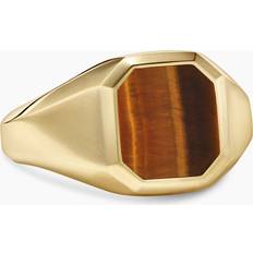 Gold - Men Rings David Yurman Men's Streamline Signet Ring In 18K Yellow Gold Tigerseye Tigerseye