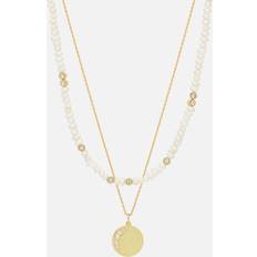 Estella Bartlett Moonz Glass Pearl Gold-Tone Double Chain Necklace