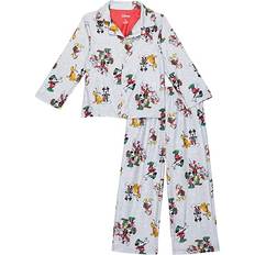 AME Sleepwear Holiday Mickey Toddler Boys Button Up Set Black/Gray/Red 4T