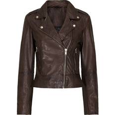 Biker Jacket 10961 Skindjakke almond brown with silver