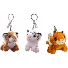 Wallets & Key Holders HKHBJS 3 Pieces Plush Keychain Stuffed Animal Tiger Toy Animal Charm Keyring