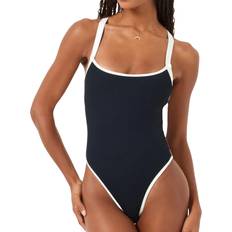 XL Swimsuits L*Space Ribbed Baewatch One Piece Swimsuit Black-Cream