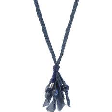 Armbänder Anchor & Crew Blue Sodalite Marcus Silver Stone and Braided Cotton Voile SKINNY Necklace x Wrap Bracelet Blue, One Size