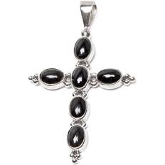 Bali Hängsmycken Onyx, silverkors hänge Filigran silversmycken