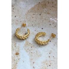 Elk & Bloom Chunky 14K Ribbed Gold Hoop Earrings One